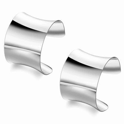 2 Pcs Gold Cuff Bangle Bracelet Set for Women Irregular Minimalist Statement Bangle Bracelets Wide Open Chunky Wire Bracelets Wrist Cuff Adjustable Hammered Bracelet - color: Silver B