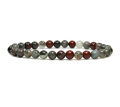 Angelstones Gemstones 6mm Round Beads Healing Crystal Bracelet for women | Natural Gemstone, Handmade Gifts for Women, Healing Crystal Round Beaded Stretch Bracelets, Unisex Jewelry for Women and Men - color: African Bloodstone