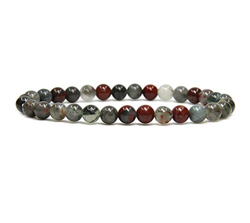 Angelstones Gemstones 6mm Round Beads Healing Crystal Bracelet for women | Natural Gemstone, Handmade Gifts for Women, Healing Crystal Round Beaded Stretch Bracelets, Unisex Jewelry for Women and Men - color: African Bloodstone