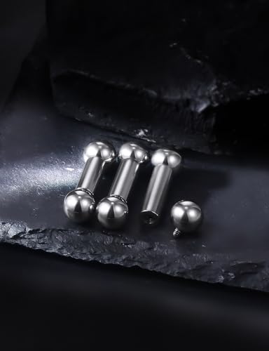 2G 4G 6G 8G 10G 12G 14G 16G Astm F136 Titanium Internally Threaded Nipple Tongue Rings Piercing Jewelry Industrial Straight Barbell Tongue Nipple Ring Bridge Piercing Jewelry For Women Men - size: 4 Gauge-14MM