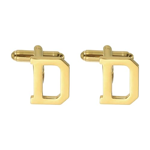 PATIKIL Initial Cufflinks, Classic Alphabet Stainless Steel Men Cuff Links 26 Letters A-Z with Box for Men Father Husband Weddings Gift Business Birthday - style: Letter D