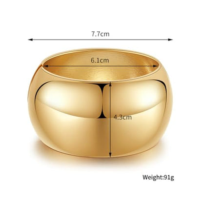 Extra Wide Chunky Bangle Bracelets for Women Dainty Minimalist Classic 14K Yellow Gold Plated Cuff Wrist Open Bangles Statement Unique Exaggerate High Polished Fashion Trendy Jewelry Gift - color: Gold-Tone