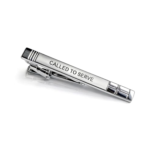 Missionary Tie Clip for Men, Live to Serve Design Tie Bar with Presentation Box for Formal Wear