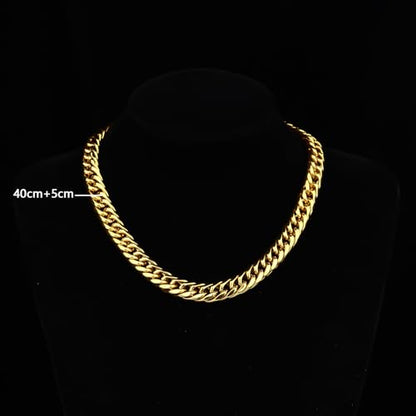 FEEL STYLE Chunky Gold Necklace for Women - 14K Gold Plated 10mm/14mm Cuban Link Chain & 8mm O-Link Chunky Necklace Fashion Jewelry Adjustable - color: Gold Chain, style: 10MM Cuban Link Chain