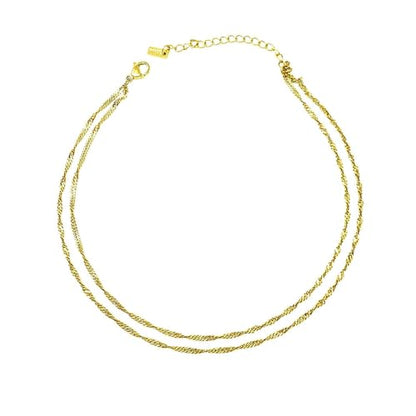 Stainless Steel Chain Ankle Bracelet for Women Adjustable Waterproof Anklet - color: Gold / Double Layer Twist
