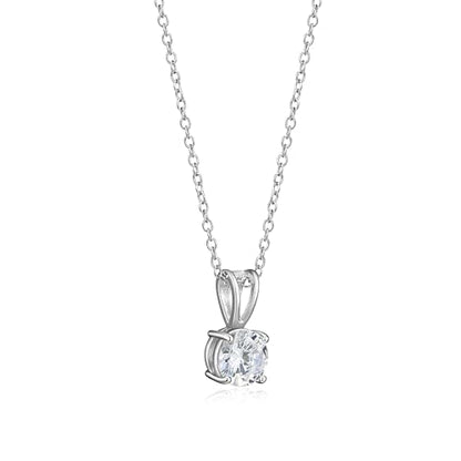 Amazon Essentials Plated Sterling Silver Cubic Zirconia Round Cut Solitaire Pendant Necklace, 18" - color: Platinum, size: 6.5 mm