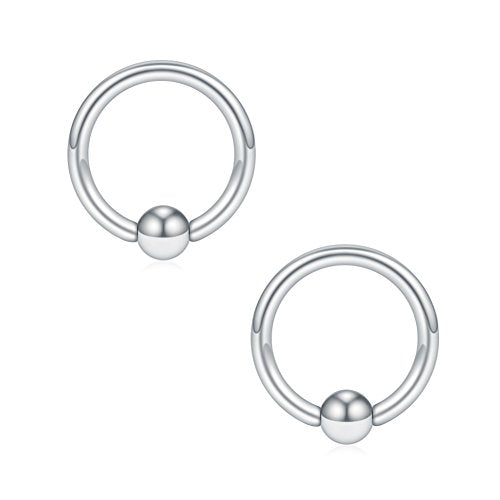 SCERRING 16G Captive Bead Piercing Ring Stainless Steel Nose Septum Tragus Helix Nipple Lip Eyebrow Hoop Rings 12PCS - style: 12PCS - 8mm Silver