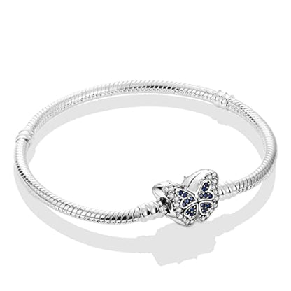 MULA 925 Sterling Silver Snake Chain Charm Bracelet Butterfly Sunflower Heart with 5A Cubic Zirconia Bracelets for Women - color: Butterfly, size: 7.5in (fit wrist size 6.3in )