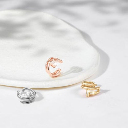 Cubic Zirconia Nail Ear Cuff Non-Piercing Cartilage Earrings | 14K Gold Plated No-Pierce Helix Cuff, Edgy & Minimalist Fashion, Jewelry Gift, Single Ear Cuff (Not a Pair) - color: White Gold