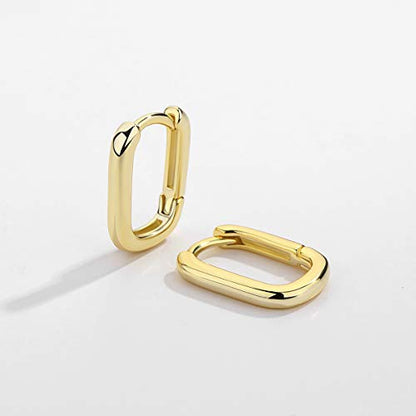 Me&Hz Gold Huggie Earrings Small Huggie Hoop Earrings for Women 14K Gold Plated Hypoallergenic Cubic Zirconia Huggies Mini Silver Hoop Earring for Women - color: Square, Gold