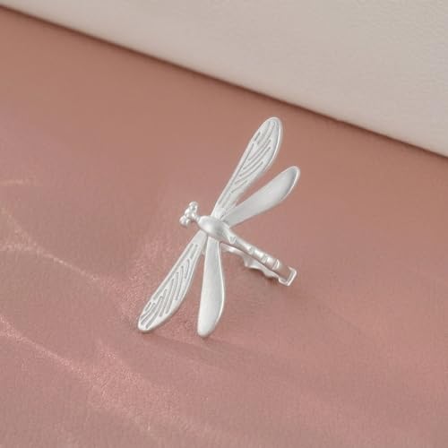 Dragonfly Clip On Earrings for Women Unique Silver Ear Cuffs Non Piercing Boho Nature Adjustable Earrings