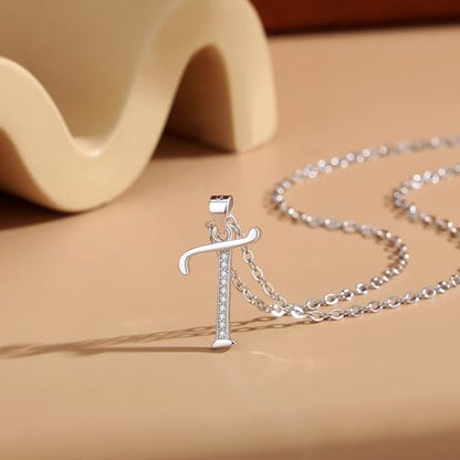 VIKI LYNN Dainty Initial Letter Pendant Necklace for Women | Cubic Zirconia Initial Jewelry, Personalized Letter Necklace, Dainty Women Jewelry, Birthday Gift Idea for Her, Mom and Wife - color: Silver, style: Silver-T