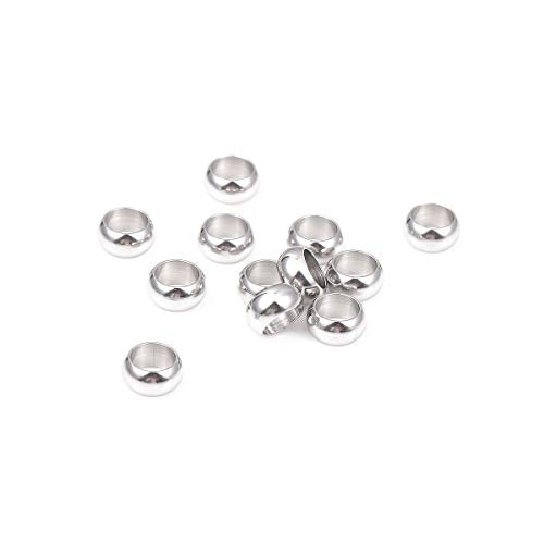 Stainless Steel Spacer Beads 10x5mm Rondelle Loose Charm Caps Beads for DIY Jewelry Making 20pcs with 7mm Hole - color: 10x5mm 7mm