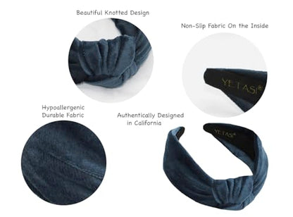 Pastal Blue Velvet Headbands for Women, Wearable All Day, Trendy Womens Headbands are Knotted Headband for Women's Hair, Cute Top Knot Fashion Designer Girls Head band - color: Pastel Blue