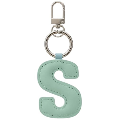 Initial Letter Keychain,Stainless Steel,Colorful Faux Leather Keyring for Backpack,Purse,Car Keys,Gift for Men Women - color: S