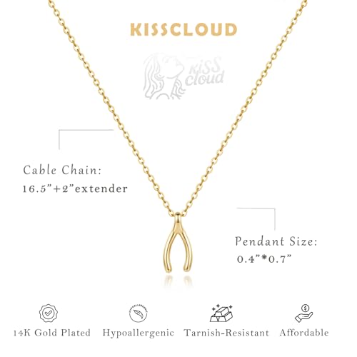 Gold Silver Pendant Necklace for Women, Dainty CZ Jewelry Gift | 14K Gold Silver Plated, Cubic Zirconia Pearl Charm, Trendy Layered Necklace, Adjustable Chain, Waterproof, Hypoallergenic - color: Gold-Wishbone