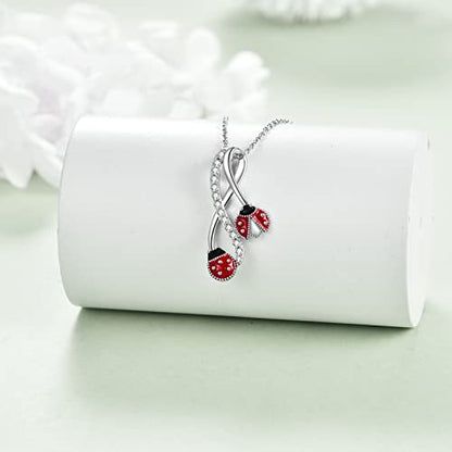 POPLYKE Cross Necklace for Women 925 Sterling Silver Cross Pendant Necklace Animal Jewelry Christmas Gifts for Women Mother Grandma - style: Ladybug-1