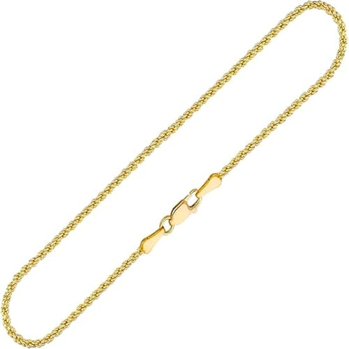 14k Solid Yellow Gold Rope Chain Necklace for Women and Men 1.5/2/2.5/3mm Width with Lobster Clasp Hypoallergenic Dainty Layering Chain Gift Ready 16-30 Inch - size: 30 inch, style: 2mm wide