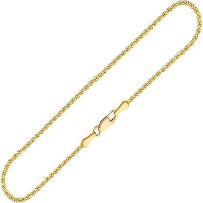 14k Solid Yellow Gold Rope Chain Necklace for Women and Men 1.5/2/2.5/3mm Width with Lobster Clasp Hypoallergenic Dainty Layering Chain Gift Ready 16-30 Inch - size: 24 inch, style: 2mm wide