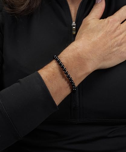 Cherry Tree Collection - Small, Medium, Large Sizes - Gemstone Beaded Bracelets For Women and Men - 6mm Round Beads - color: Black Agate, size: Small