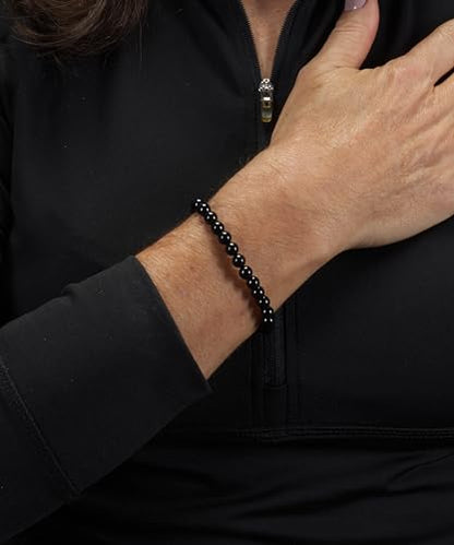 Cherry Tree Collection - Small, Medium, Large Sizes - Gemstone Beaded Bracelets For Women and Men - 6mm Round Beads - color: Black Agate, size: Large