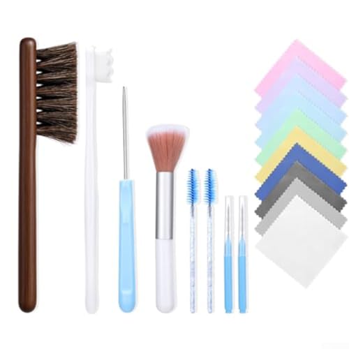 FABULETTA Jewellery for Cleaning Kit 18-Piece Set with Horsehair Brush, Silver Polish Cloth for Gold Ring Cleaner and Necklace Restoration