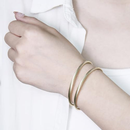 Exway 10 Pcs Elastic charm Bracelet chain Stainless Steel Cable Wire Twisted Cuff Bangle Bracelet Gold charm Bracelets Kit for Crafts DIY Women Jewelry Making - color: gold, size: 7.0in