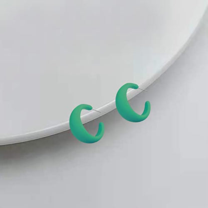 Acrylic Resin C Shape Colorful Hoop Trendy Chunky Cute Candy Earrings - Jewelry for Women - color: Dark Green