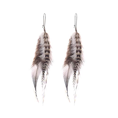 lureme Bohemian Multicolor Pheasant Feathers Dangle Earrings Handmade Natural Feather Earrings (er006314) - style: Dangle