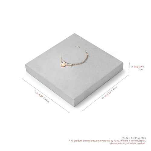 Microfiber Jewelry Display Tray Necklace Display Stand | Necklace Holder Gray - size: 5.52" x 5.49" x 0.78"