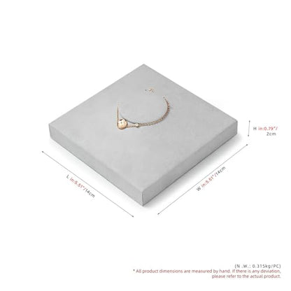 Microfiber Jewelry Display Tray Necklace Display Stand | Necklace Holder Gray - size: 5.52" x 5.49" x 0.78"