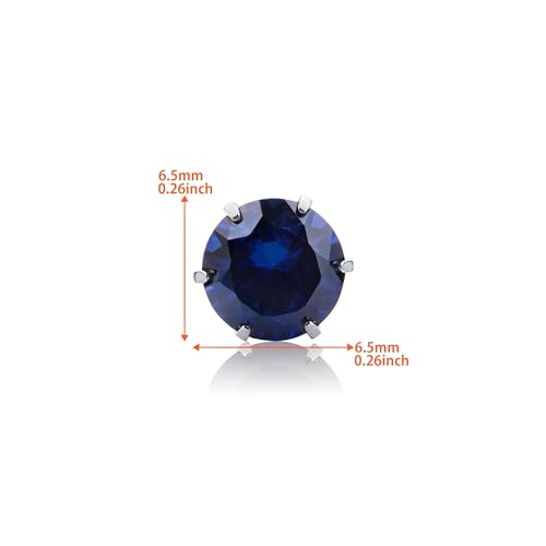 Orovi Round 14K Gold Earrings for Women in Solid 14K White Gold 585/14K Yellow Gold 585 with Ruby/Sapphire/Zirconia/Emerald Gemstones, Stud Earrings For Women,Women's Jewelry Delivered in Jewelry Box - color: 14K White Gold/ Sapphire