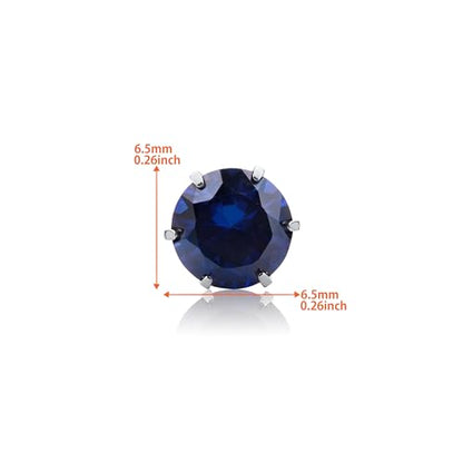 Orovi Round 14K Gold Earrings for Women in Solid 14K White Gold 585/14K Yellow Gold 585 with Ruby/Sapphire/Zirconia/Emerald Gemstones, Stud Earrings For Women,Women's Jewelry Delivered in Jewelry Box - color: 14K White Gold/ Sapphire