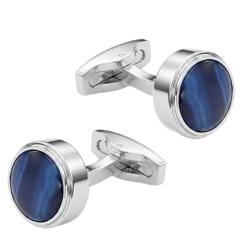 Cufflinks for Men, Stainless Steel Tuxedo Cuff Links Classic | Stainless Steel, 0.5 inch Lead-Free and Nickel-Free, groom Wedding Business Party, Gift for boyfriend Husband father - color: Blue