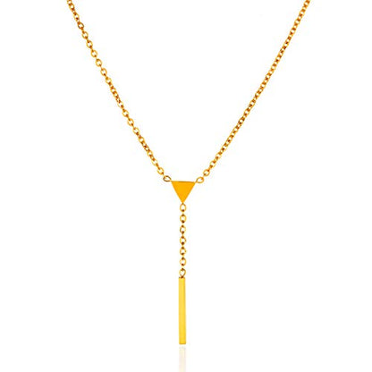 West Coast Jewelry ELYA Women's Polished Triangle Bar Drop Lariat Necklace | Crafted in solid stainless steel, this necklace resists tarnish and stands up to daily wear. - color: Gold
