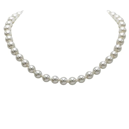 Rosemarie & Jubalee Women's Stunning Simulated Glass Pearl Knotted Strand Pearl Necklace - color: Cream, Gold, size: 8mm, style: 16"+3" Extender