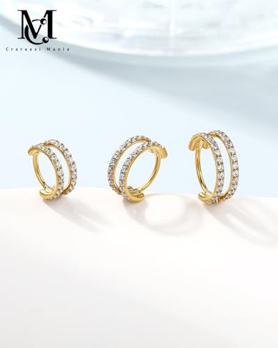 Nose Ring Hoop, 316L Stainless Steel Double Nose Rings, 20G Nose Piercing Jewelry for Women, Clear CZ Helix Cartilage Septum Nose Hoops - color: Gold-7mm