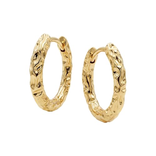 Cubic Zirconia Huggie Earrings 14k Gold Plated Tiny Earrings Small Huggie Hoop Earrings Simple Lightweight Hoops Gift for Women - color: Texture Hoop