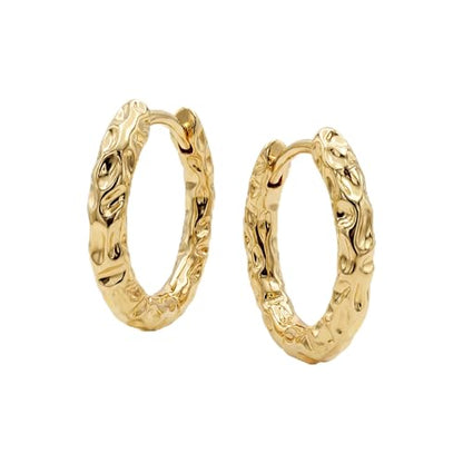 Cubic Zirconia Huggie Earrings 14k Gold Plated Tiny Earrings Small Huggie Hoop Earrings Simple Lightweight Hoops Gift for Women - color: Texture Hoop