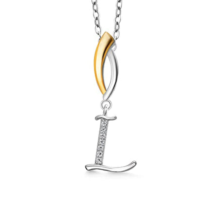 Gem Stone King Initial Pendant Necklace Letter A to Z Alphabet | 925 Sterling Silver | White Moissanite | Gift Women Mother's Day Christmas Wife Mom Girlfriend Anniversary Birthday | By Keren Hanan - style: Initial L