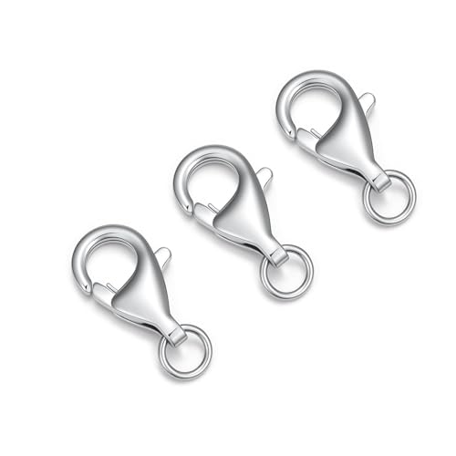 925 Sterling Silver Lobster Clasp for DIY Necklace Bracelet Jewelry Making, Double Spring Clasp with Closed Jump Rings, Necklace Extender Clasp Connector Bracelet Extension (Style 6) - style: Style 6