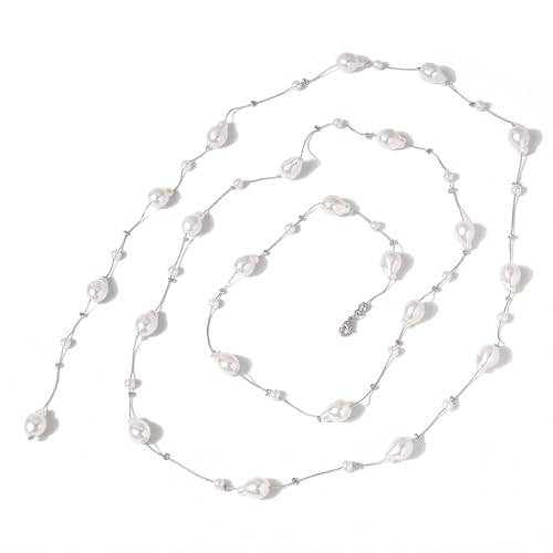 Pearls Necklaces for Women-18K Gold Plated Layered Gold Pearl Necklaces Dainty White Pearls Choker Necklace Chain Pearl Necklace for Women Elegant Valentines Gifts - color: Silver Pearl-1
