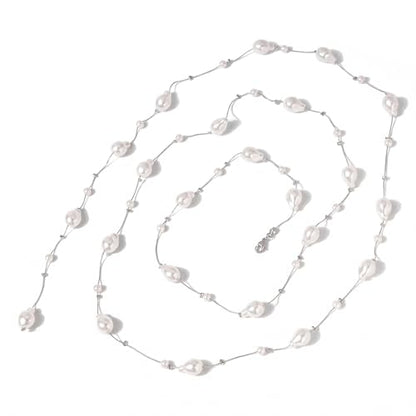 Pearls Necklaces for Women-18K Gold Plated Layered Gold Pearl Necklaces Dainty White Pearls Choker Necklace Chain Pearl Necklace for Women Elegant Valentines Gifts - color: Silver Pearl-1