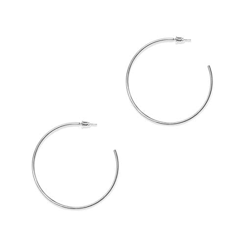 ESMATOO Gold Hoop Earrings for Women - Plated Gold 20mm/30mm/40mm/60mm Lightweight Thin Hoop Earrings - color: Silver, size: 60MM