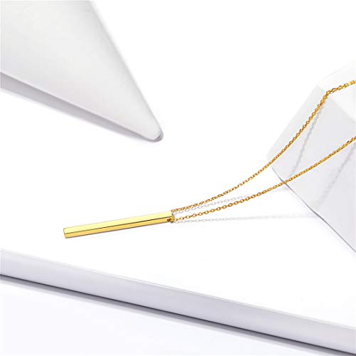 ChicSilver Customizable Vertical Bar Pendant Necklace 925 Sterling Silver Y Necklace Simple Fashion Jewelry Gifts for Women - style: B. 2mm Vertical Bar-Gold