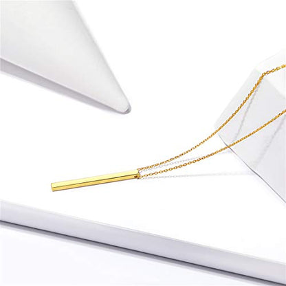 ChicSilver Customizable Vertical Bar Pendant Necklace 925 Sterling Silver Y Necklace Simple Fashion Jewelry Gifts for Women - style: B. 2mm Vertical Bar-Gold