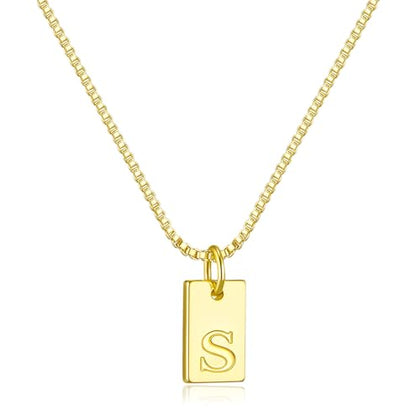 Initial Necklaces for Women 14K Gold Plated Letter Necklace Dainty Waterproof Pendant Necklace Personalized Gifts Trendy Gold Jewelry - color: S