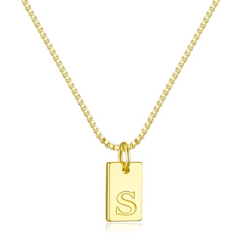 Initial Necklaces for Women 14K Gold Plated Letter Necklace Dainty Waterproof Pendant Necklace Personalized Gifts Trendy Gold Jewelry - color: S