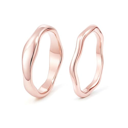 Gold Rings for Women Men Non Tarnish, Waterproof Chunky 14K Gold Plated Dainty Stackable Rings Trendy Statement Pinky Thumb Rings Engagement Eternity Wedding Band Ring Stacking Gold Jewelry Size 3 4 5 6 7 8 9 10 11 - color: Rose Gold, size: 7