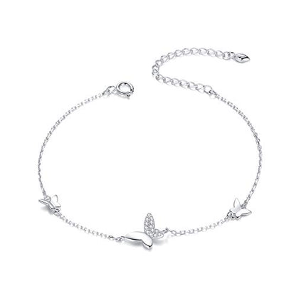 925 Sterling Silver Adjustable Bracelet for Women Jewelry Gifts - color: Silver Butterfly